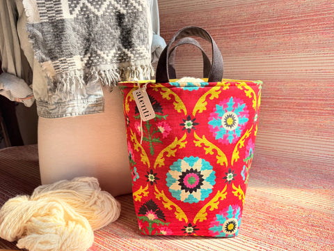 Calypso Hope Basket, –Handmade USA Floral Knitting & Crochet Tote