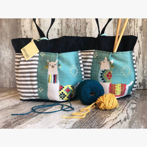 Mamallama Tall Caddy– Handmade USA Yarn & Notions Organizer, Atenti Project Bag