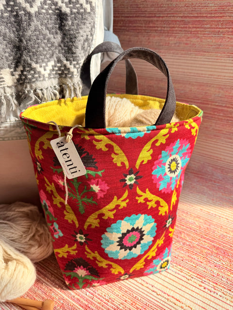 Calypso Hope Basket, –Handmade USA Floral Knitting & Crochet Tote
