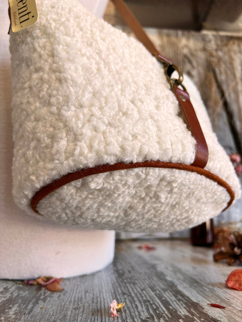 Sherpa Halle Bucket Bag- Atenti Handmade USA Crossbody with Leather Strap
