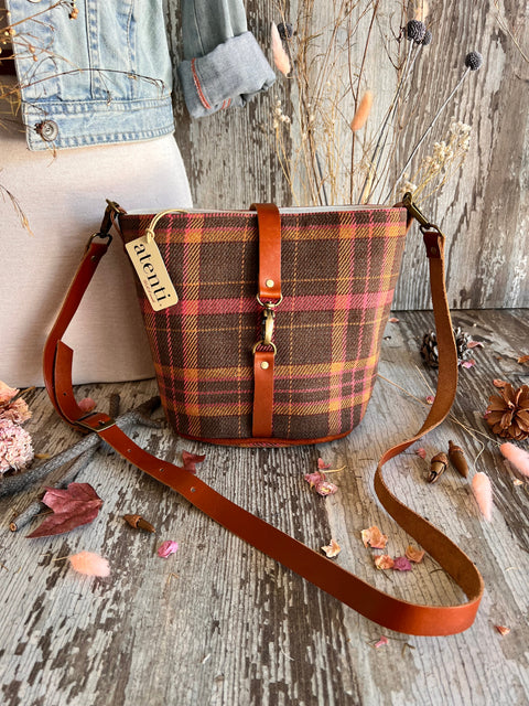 Scottie Halle Bucket Bag- Atenti Handmade USA Crossbody with Leather Strap