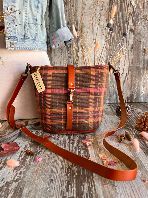 Scottie Halle Bucket Bag- Atenti Handmade USA Crossbody with Leather Strap