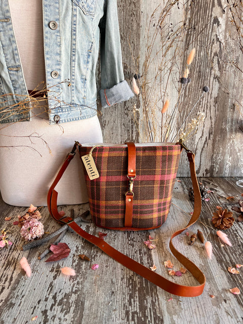Scottie Halle Bucket Bag- Atenti Handmade USA Crossbody with Leather Strap