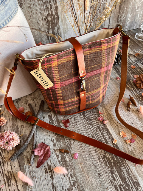 Scottie Halle Bucket Bag- Atenti Handmade USA Crossbody with Leather Strap