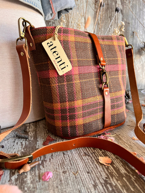 Scottie Halle Bucket Bag- Atenti Handmade USA Crossbody with Leather Strap
