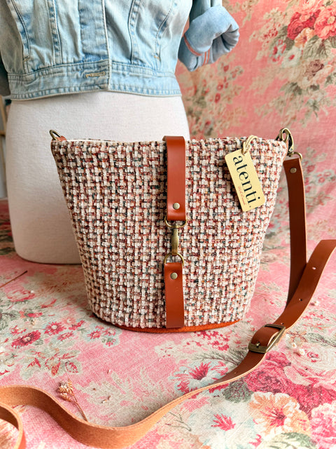 Tally Halle Bucket Bag - Atenti Handmade USA Crossbody with Leather Strap