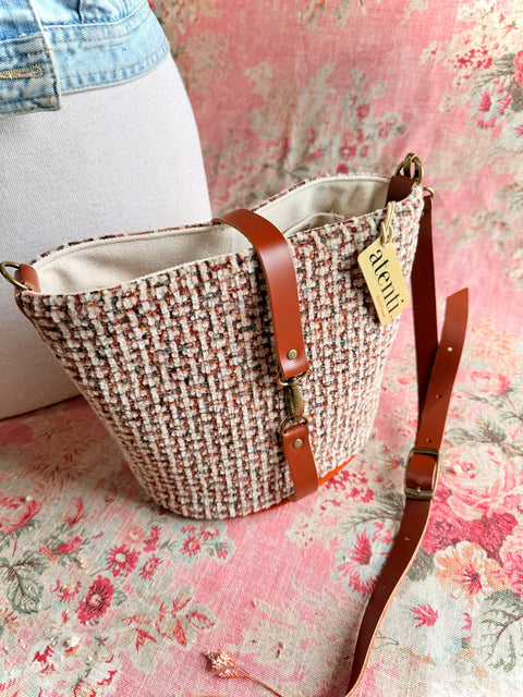 Tally Halle Bucket Bag - Atenti Handmade USA Crossbody with Leather Strap