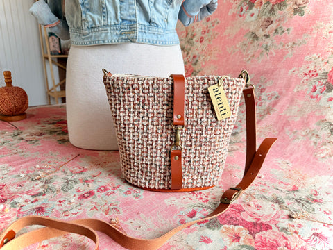 Tally Halle Bucket Bag - Atenti Handmade USA Crossbody with Leather Strap