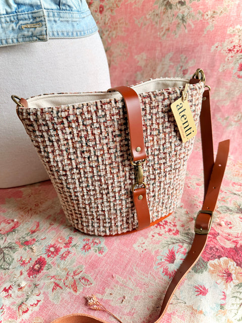 Tally Halle Bucket Bag - Atenti Handmade USA Crossbody with Leather Strap