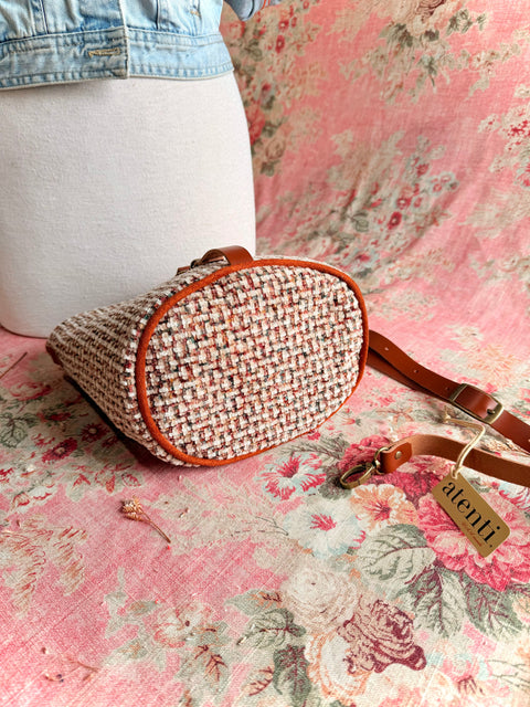 Tally Halle Bucket Bag - Atenti Handmade USA Crossbody with Leather Strap
