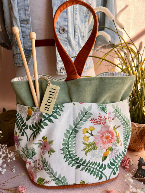 Florence Tall Caddy– Handmade USA Yarn & Notions Organizer, Atenti Project Bag