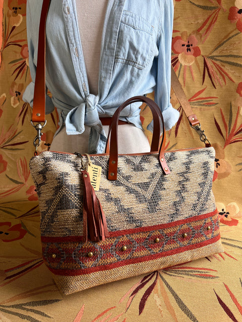 Chaparral Buddy Bag– Atenti USA Handmade, Carryall Leather Handle & Crossbody Strap Bag