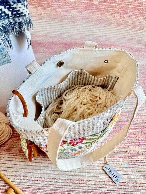 The Wildflower Project Tote- Needle Arts/Craft Carryall, Atenti USA Handmade