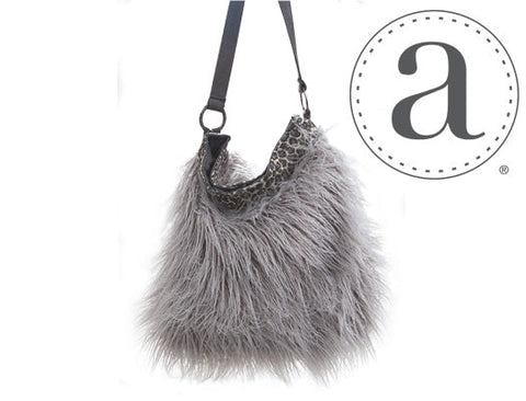 Pearl Llama Soft Tote, USA Handmade Atenti Faux Fur Crossbody Bag