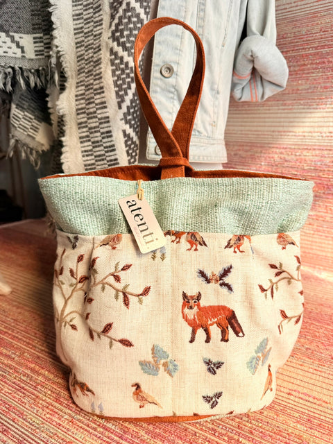 Foxy Tall Caddy – Handmade USA Floral Yarn & Notions Organizer - Atenti 