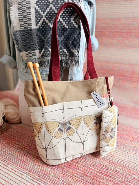 The Flutter Project Tote- Needle Arts/Craft Carryall, Atenti USA Handmade