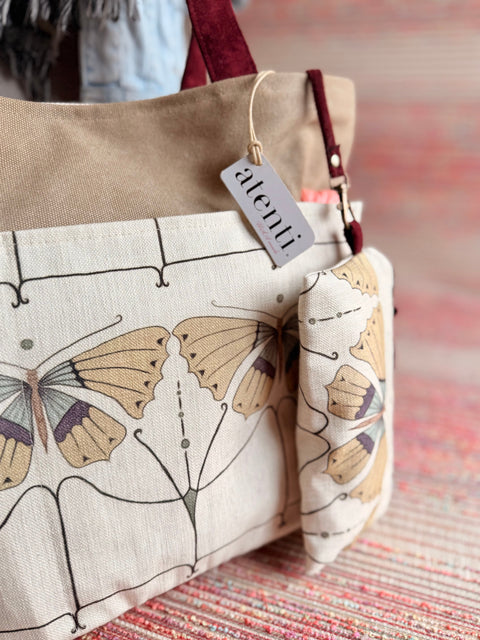 The Flutter Project Tote- Needle Arts/Craft Carryall, Atenti USA Handmade