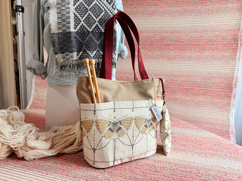 The Flutter Project Tote- Needle Arts/Craft Carryall, Atenti USA Handmade