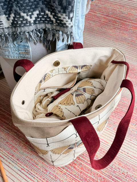The Flutter Project Tote- Needle Arts/Craft Carryall, Atenti USA Handmade