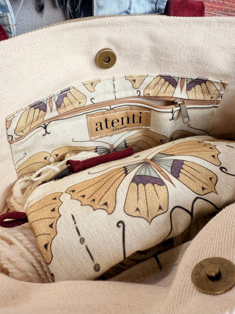 The Flutter Project Tote- Needle Arts/Craft Carryall, Atenti USA Handmade