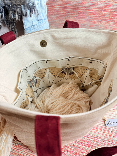 The Flutter Project Tote- Needle Arts/Craft Carryall, Atenti USA Handmade