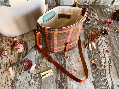 Scottie Halle Bucket Bag- Atenti Handmade USA Crossbody with Leather Strap