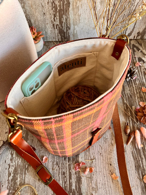 Scottie Halle Bucket Bag- Atenti Handmade USA Crossbody with Leather Strap