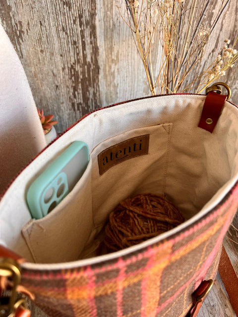 Scottie Halle Bucket Bag- Atenti Handmade USA Crossbody with Leather Strap