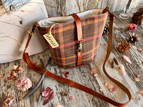 Scottie Halle Bucket Bag- Atenti Handmade USA Crossbody with Leather Strap