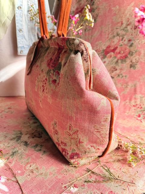 Rosewood Pioneer, Atenti USA Handmade, Floral Mary Poppins Snap Frame Bag