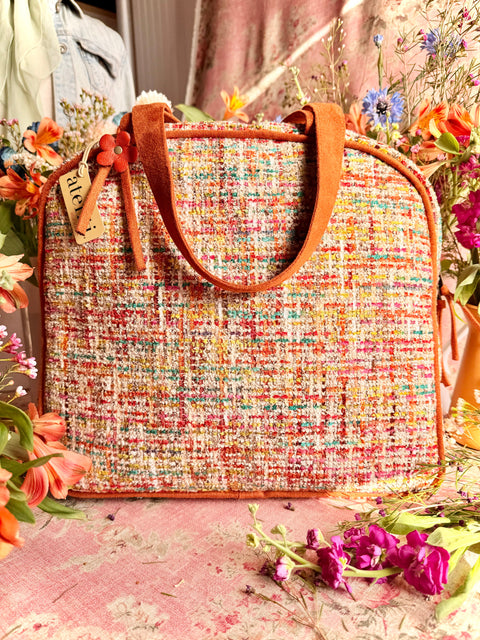 Daphne Bonnie, Multi Color Retro Tweed Atenti USA Handmade Travel Bag