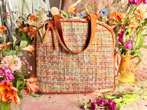 Daphne Bonnie, Multi Color Retro Tweed Atenti USA Handmade Travel Bag