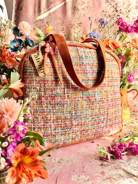 Daphne Bonnie, Multi Color Retro Tweed Atenti USA Handmade Travel Bag