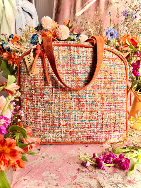 Daphne Bonnie, Multi Color Retro Tweed Atenti USA Handmade Travel Bag