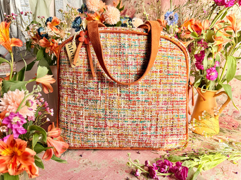Daphne Bonnie, Multi Color Retro Tweed Atenti USA Handmade Travel Bag