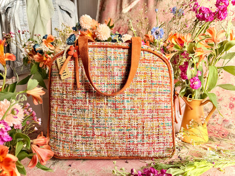 Daphne Bonnie, Multi Color Retro Tweed Atenti USA Handmade Travel Bag