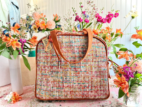 Daphne Bonnie, Multi Color Retro Tweed Atenti USA Handmade Travel Bag