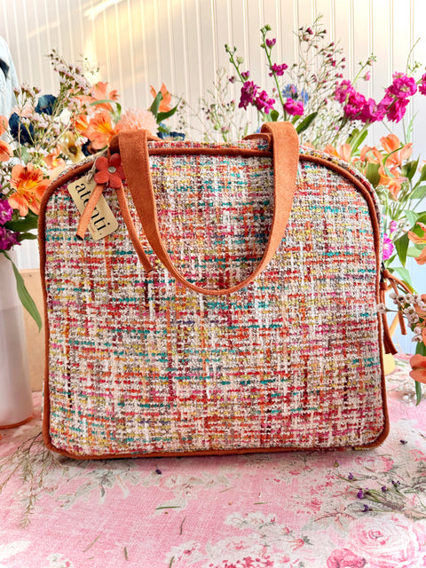 Daphne Bonnie, Multi Color Retro Tweed Atenti USA Handmade Travel Bag