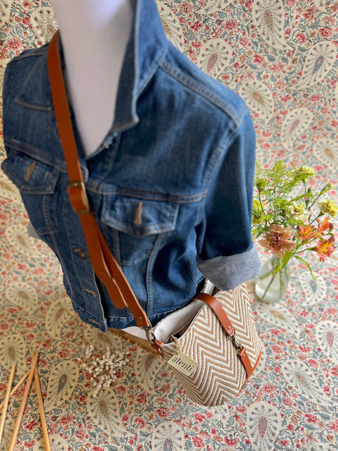 Hanna Halle Bucket Bag- Atenti Handmade USA Crossbody with Leather Strap