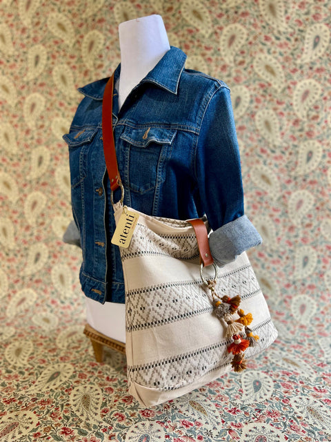 Dune Soft Tote Hobo Shoulder, USA Handmade Atenti Crossbody Bag With Tassel Charm