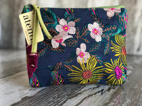 Flora Tall Caddy– Handmade USA Embroidered Floral Yarn & Notions Organizer, Atenti Project Bag