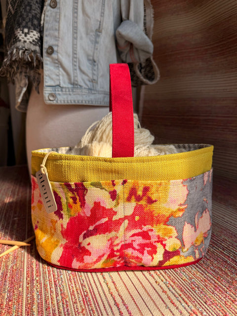 Blossom Grey Caddy– Handmade USA Yarn & Notions Organizer, Atenti Project Bag