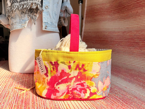 Blossom Grey Caddy– Handmade USA Yarn & Notions Organizer, Atenti Project Bag