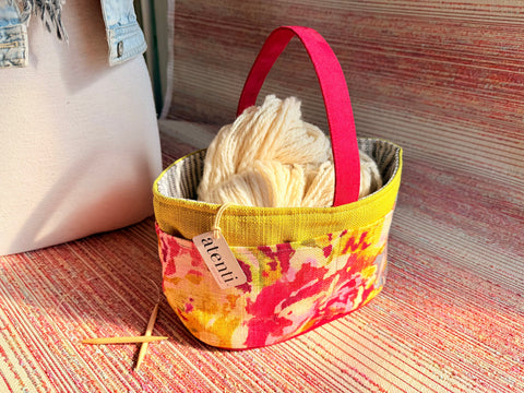 Blossom Grey Caddy– Handmade USA Yarn & Notions Organizer, Atenti Project Bag