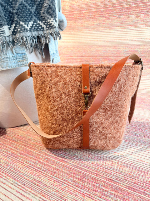 Teddy Bella Bucket Bag - Atenti Handmade USA Crossbody with Leather Strap