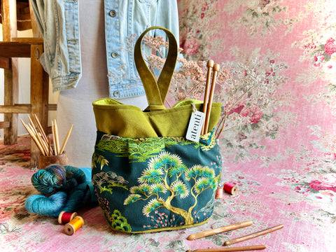 Zen Tall Caddy – Handmade USA Embroidered Yarn & Notions Organizer