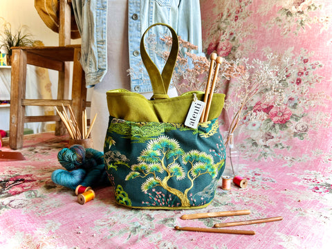 Zen Tall Caddy – Handmade USA Embroidered Yarn & Notions Organizer