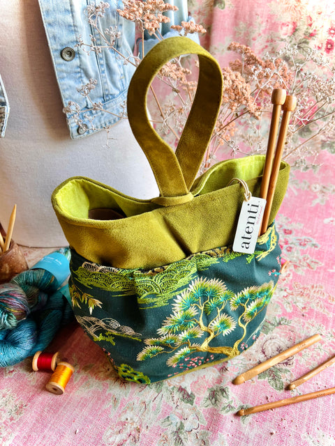 Zen Tall Caddy – Handmade USA Embroidered Yarn & Notions Organizer