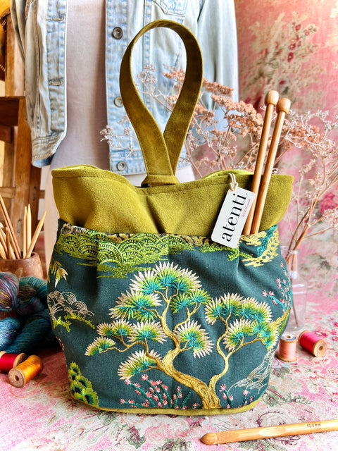 Zen Tall Caddy – Handmade USA Embroidered Yarn & Notions Organizer