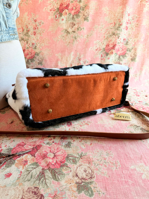 Fuzzy Cow Buddy Bag – Handmade Faux Fur Travel Bag, USA-Made
